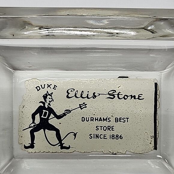 Vintage Ellis Stone Durham NC Department Store "Duke" Glass Ashtray - Picture 1 of 10